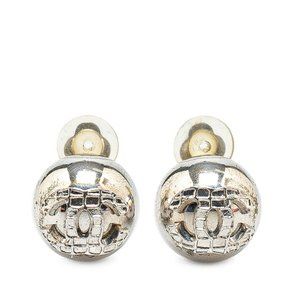 CHANEL Silver Coco Mark Earrings